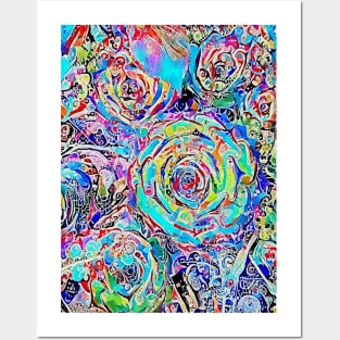 psychedelic flowers Posters and Art